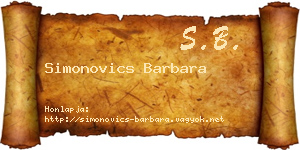 Simonovics Barbara névjegykártya